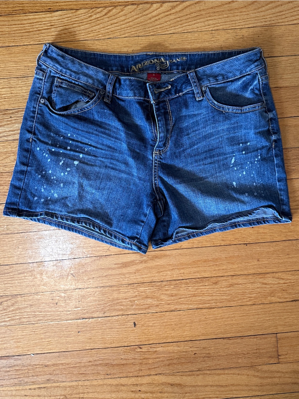 Arizona Jean Company Dark Blue Denim Shorts with White Paint Splatters